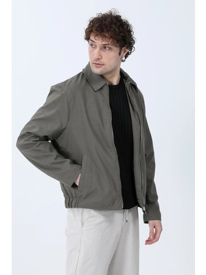 Erkek Fermuarlı çift Cepli Boxy Fit Ince Ceket haki - 26Y 99545