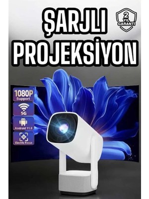 Senka Mey Ithalat® Şarjlı Projeksiyon Oyun Sinema Projektörü 4K Hd Görüntü Kaliteli