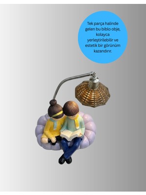 Senka Mey Ithalat® Romantik Çift Figürlü Okuyan Çift Masa Lambası Dekoratif LED Aydınlatma