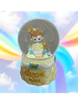 PremiumPort 8 cm Müzikli Işıklı Minik Prens Kar Küresi, Hediye Için Mükemmel Seçim