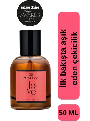 Ashley Joy Love Kadın Parfüm EDP  50 ML | Oryantal & Çiçeksi  | Zencefil, Kan Portakalı, Sandal Ağacı, Paçuli | Amber Renkli Cam Şişe