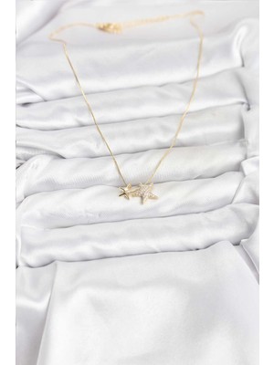 Senka Mey Ithalat® Gold Renk Pirinç Minimal Yıldız Model Kadın Kolye