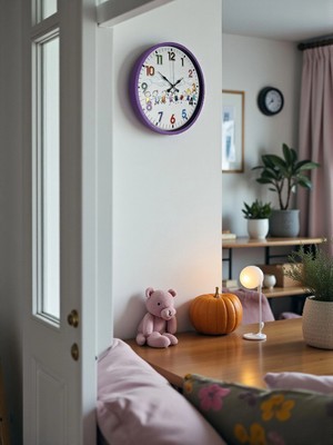 Senka Mey Ithalat® 36 cm Mor Çocuk Odası Duvar Saati