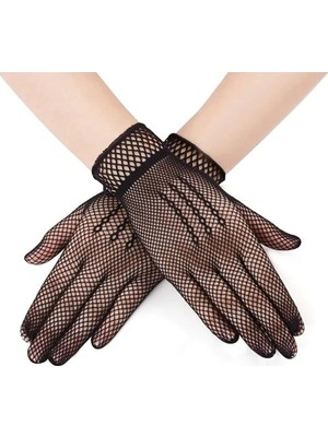 İlk El Grup Ieg™ Siyah Renk Likralı File Eldiven Parmaklı Örgü Eldiven Yetişkin Boy