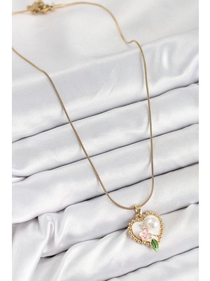 Senka Mey Ithalat® 316L Çelik Sanatsal Portre Model Gold Renk Kadın Kolye