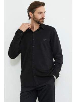 FullaModa Baskılı Uzun Kol Modal Kumaş Gömlek