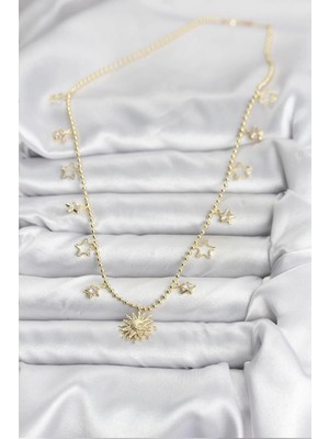 Senka Mey Ithalat® Pirinç Gold Renk Güneş Model Kadın Kolye