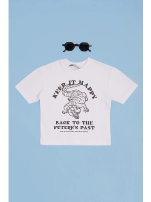 FullaModa Timsah Kabartma Baskılı Erkek Çocuk Tişört