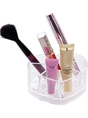 Senka Mey Ithalat® Kozmetik Makyaj Malzemesi Düzenleyici Kalpli Akrilik Organizer