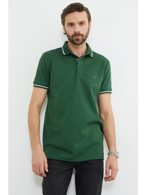 FullaModa Nakışlı Yarım Çıtçıtlı Polo Yaka Tişört