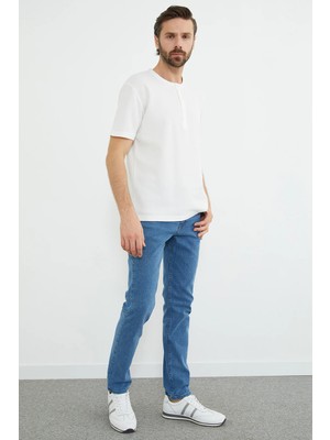 FullaModa Fermuarlı Straight Jean Pantolon