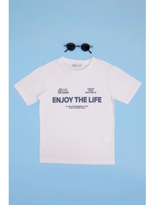 FullaModa Enjoy The Lıfe Baskılı Erkek Çocuk Tişört