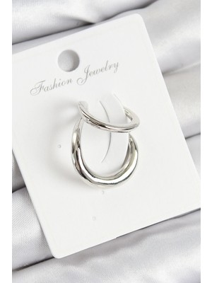 İlk El Grup Ietaks™ Pirinç Halka Model Gümüş Renk Sağ Kıkırdak Küpe