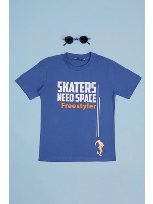 FullaModa Skaters Need Space Baskılı Erkek Çocuk Tişört