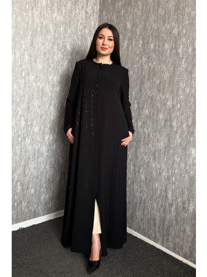 Modaplaza Kadın Büyük Beden Önü Taş Işlemeli Ferace F145