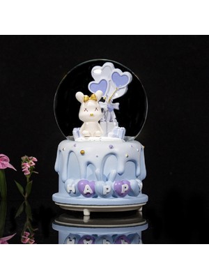 PremiumPort Büyük Boy Mavi Kar Küresi Işıklı, Müzikli ve Püskürtmeli Tasarım