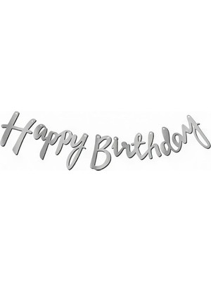 Deha Parti Kaligrafi Banner Happy Birthday Gümüş Doğum Günü Kutlama Süsleri