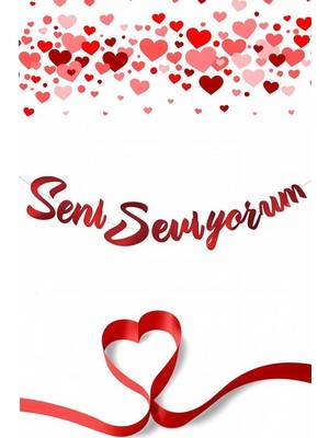 Deha Parti Kaligrafi Banner Seni Seviyorum Kırmızı Evlilik Teklifi Yıldönümü Kutlaması