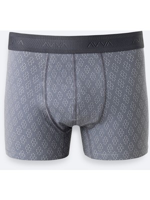 AVVA Erkek Gri Desenli Tekli Regular Fit Boxer A61Y9505