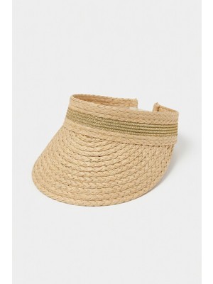 Mollycrush Simli Hasır Plaj ve Tenis Güneş Siperliği Vizör Şapka - Şık Yazlık Vizör Şapka Tesettür Uyumlu