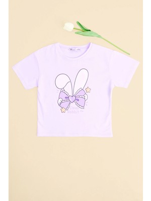 FullaModa Fiyonk Baskılı Crop Kız Çocuk Tişört