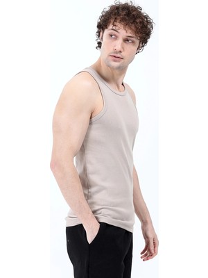 Erkek Halter Yaka Basic Sporcu Atlet Bej - 26Y 1008