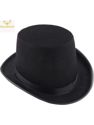 Senka Mey Ithalat® Siyah Keçe Sihirbaz Fötr Şapka 12 cm