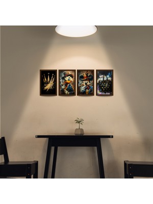 TASARIM ŞEYLER Luxury Pop Art Serisi - 4 Parçalı Modern Dekoratif Mdf Tablo Seti