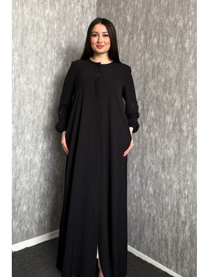 Modaplaza Kadın Büyük Beden Kolları Taş Işlemeli Ferace F134