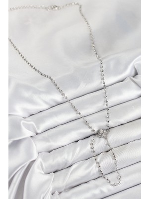 Senka Mey Ithalat® Pirinç Zirkon Taşlı Yonca Model Gümüş Renk Kadın Y Kolye