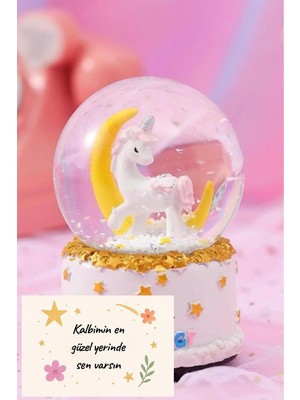PremiumPort Rüya Gibi Unicorn Atlı Karınca Püskürtmeli Işıklı Kar Küresi