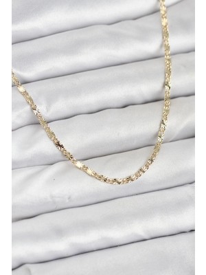 İlk El Grup Ietaks™ cm 14K Gold Renk Lazerli Zincir Model Kadın Kolye