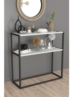 Feyza Design Metal Ayaklı Beyaz Dresuar - Modern Dekoratif Konsol