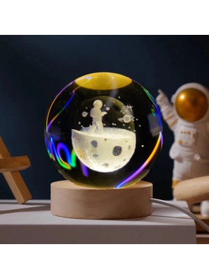 PremiumPort 3D Kristal Cam Kar Küresi, Ayda Yürüyüş Yapan Adam Temalı Masaüstü Dekor