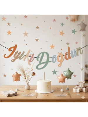 Deha Parti Kaligrafi Banner Iyi Ki Doğdun Retro Tema Doğum Günü