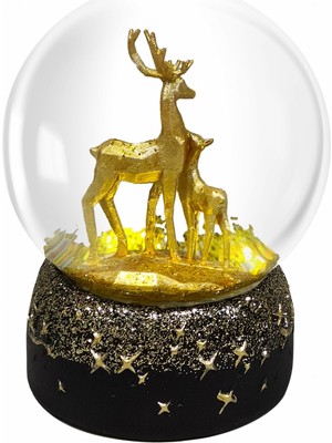 PremiumPort Yılbaşı LED Işıklı Geyik Dekorasyonu, Şık ve Parlak Kar Küresi Hediye