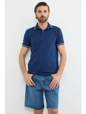 FullaModa Nakışlı Yarım Çıtçıtlı Polo Yaka Tişört