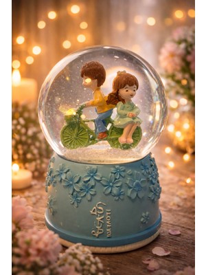 PremiumPort Işıklı Müzikli Kar Küresi, Sevgiliye Romantik Hediye, Snow Globe