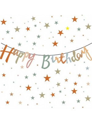 Deha Parti Kaligrafi Banner Happy Birthday Retro Tema Doğum Günü