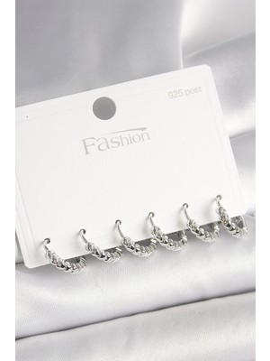 İlk El Grup Ietaks™ 925 Ayar Gümüş Çivi Pirinç Gümüş Renk Kalp Işlemeli Halka Model Kadın Küp