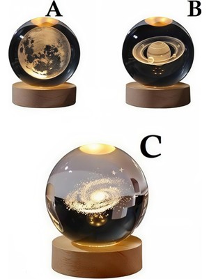PremiumPort Kristal Cam Kar Küresi ve LED Işıklı Ahşap Tabanlı Dekoratif Set