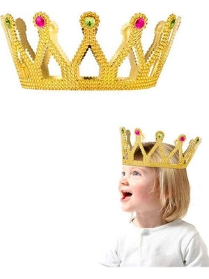 Senka Mey Ithalat® Rönesans Kostümlü Kraliyet Ortaçağ Altın Gold Kraliçe Prenses Tacı