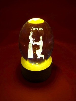 PremiumPort Sevgiliye Özel Işıklı Küre, Romantik Hediye, 6 cm I Love You Tasarımı