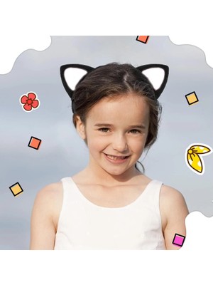 Senka Mey Ithalat® Kedi Kulak Taç Siyah Içi Beyaz Renk Pofuduk 15X17 cm