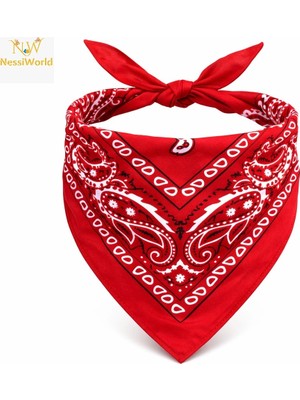 Senka Mey Ithalat® Kırmızı Kovboy Fuları Çocuk Bandana Western Desenli Boyun Fuları