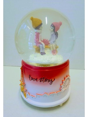 PremiumPort Müzikli Işıklı Kar Küresi, Kendinden Motorlu, 17CM, Büyük Boy, Şık Dekorasyon