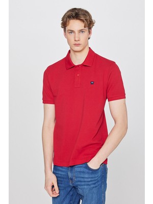 Wrangler Regular Fit Normal Kesim Polo Yaka %100 Pamuk Bordo Tişört
