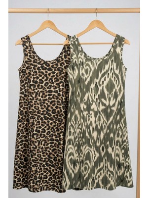 Cotenconcept 2 Adet A Kesim Rahat ve Dökümlü Kalın Askılı Elbise