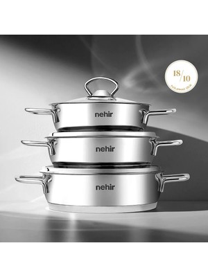 Nehir Silver 6 Parça Paslanmaz Çelik Sahan Seti (16-18-20 cm)