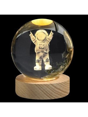 PremiumPort Parlak Kristal Toplu Astronot Cam Küre, Şık ve Göz Alıcı Dekorasyon Parçası